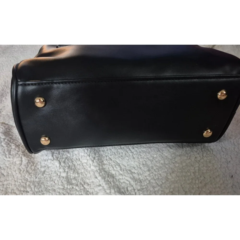 London Fog Mini Smooth PU Satchel Black Crossbody Handbag LFF24744-BLAK New